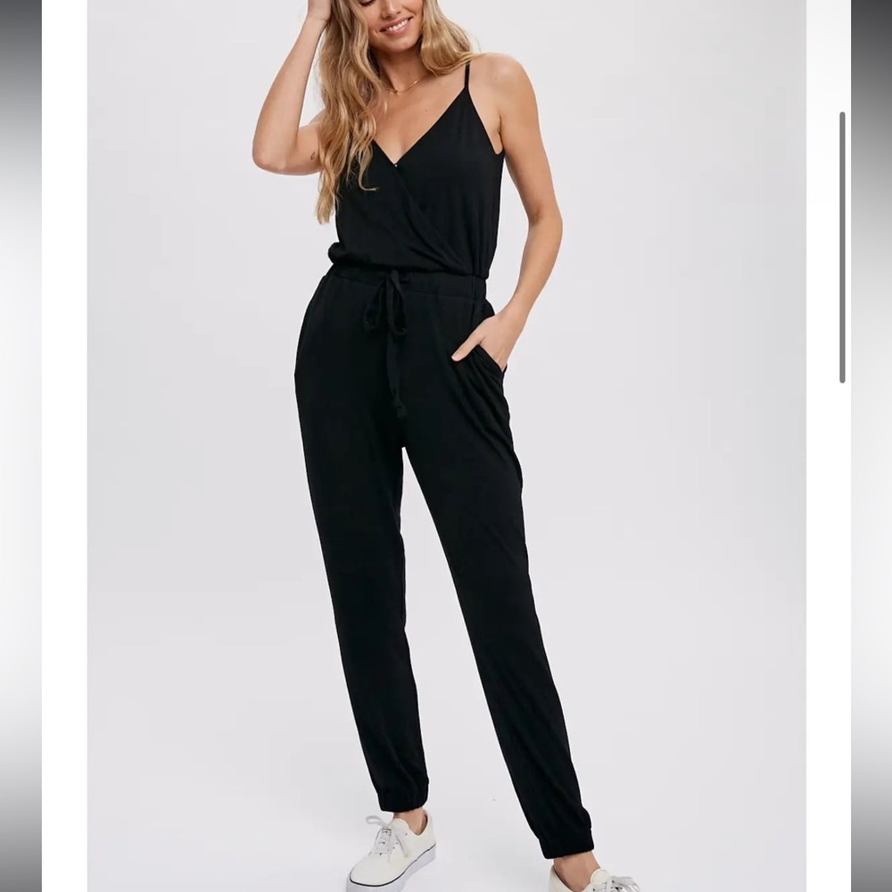 Cheeky Boutique Black Jersey Women’s Jumpsuit Size Small - Picture 2 of 10